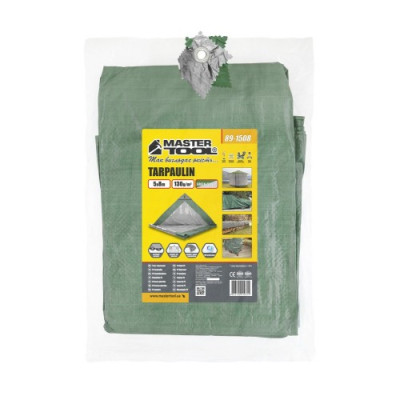 Тент MASTERTOOL GREEN/SILVER 5х8 м двосторонній 130 г/м²