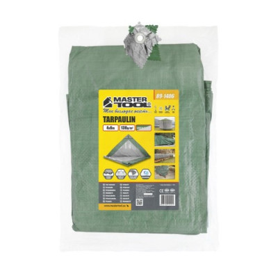 Тент MASTERTOOL GREEN/SILVER 4х6 м двосторонній 130 г/м²
